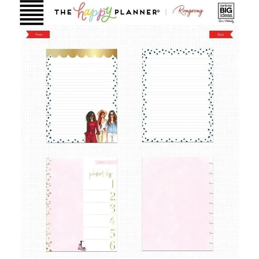 The Happy Planner Classic Notes Paper Rongrong 24 Double Sided Pages DeVoe